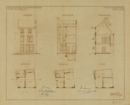 214627 Plattegronden, opstand en doorsneden van het ontwerp voor de herbouw van het winkelwoonhuis Springweg 162 te ...